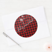 Feliz Navidad En Escritura Manuscrita Nevando Runder Aufkleber (Umschlag)