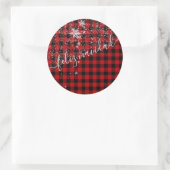 Feliz Navidad En Escritura Manuscrita Nevando Runder Aufkleber (Tasche)