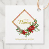 Feliz Navidad Español con Flor de Pascua y Acebo Geschenkanhänger (Rückseite)