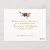 Feliz Navidad Español con Flor de Pascua y Acebo Postkarte (Rückseite)