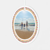 Feliz Navidad Family Foto Ornament Aus Metall (Vorderseite links)