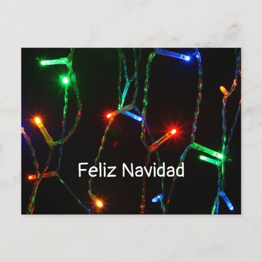 "Feliz Navidad" - farbenfrohe Weihnachtsbeleuchtun Postkarte (Vorderseite)