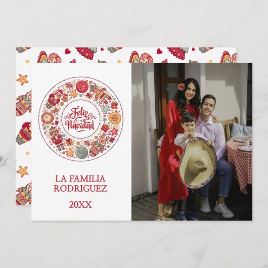 Feliz Navidad Feiertagskarte (Vorne/Hinten)