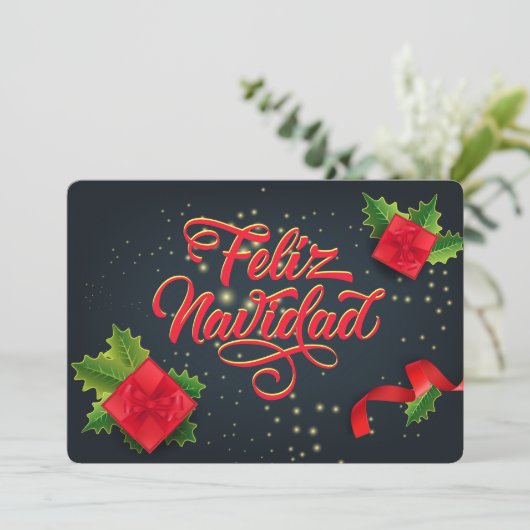Feliz Navidad Feiertagskarte (Stehend Vorderseite)