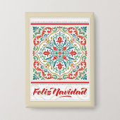 Feliz Navidad Festive Mexican Tile Frohe Weihnacht Button (Vorderseite)