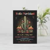 Feliz navidad Fiesta Cactus Desert Abend Einladung (Stehend Vorderseite)