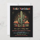 Feliz navidad Fiesta Cactus Desert Abend Einladung (Vorderseite)