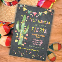 Feliz navidad Fiesta Cactus watercolor