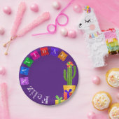 Feliz Navidad Fiesta Green Cactus on Lila Pappteller (Party)