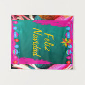 Feliz Navidad Fiesta on Pink & Green Wandteppich (Vorderseite (Horizontal))