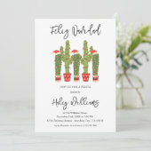 Feliz navidad Fiesta Watercolor Cactus Christmas Einladung (Stehend Vorderseite)
