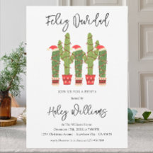 Feliz navidad Fiesta Watercolor Cactus Christmas