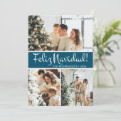 Feliz Navidad Foto Collage Feiertagskarte (Stehend Vorderseite)