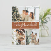 Feliz Navidad Foto Collage Feiertagskarte (Stehend Vorderseite)