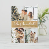 Feliz Navidad Foto Collage Feiertagskarte (Stehend Vorderseite)