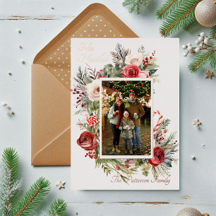 Feliz Navidad Foto Floral Foil Folien Feiertagskarte