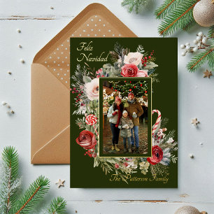Feliz Navidad Foto Floral Foil Folien Feiertagskarte