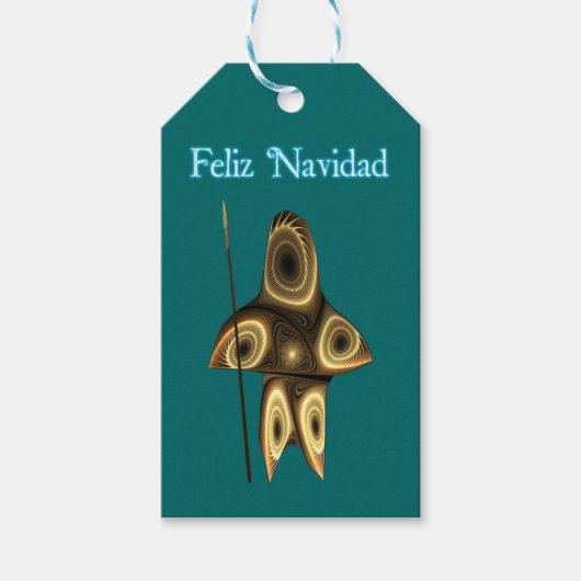 Feliz Navidad - Fraktal Inuit Hunter Geschenkanhänger (Vorderseite)