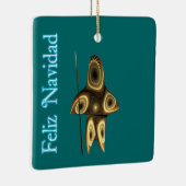 Feliz Navidad - Fraktal Inuit Hunter Keramikornament (Rechts)