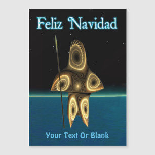 Feliz Navidad - Fraktal Inuit Hunter Magnetkarte