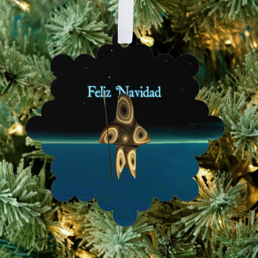 Feliz Navidad - Fraktal Inuit Hunter Ornament Karte (Insitu (Baum))