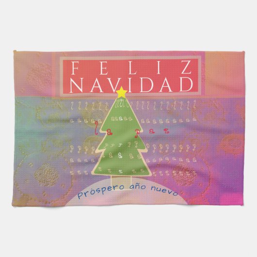 "Feliz Navidad" - Frieden und Glück im neuen Jahr Geschirrtuch (Horizontal)