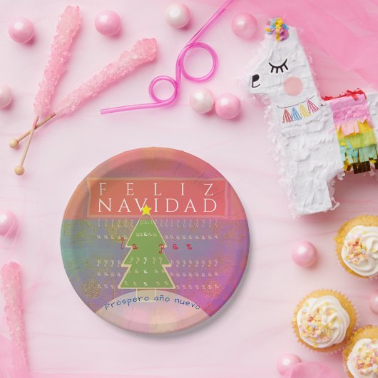"Feliz navidad" Frieden und Glück im neuen Jahr Pappteller (Party)
