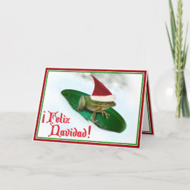 Feliz Navidad - Frog Dashing Through the Snow Feiertagskarte