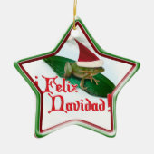 Feliz Navidad - Frog Dashing Through the Snow Keramik Ornament (Vorne)