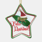 Feliz Navidad - Frog Dashing Through the Snow Keramik Ornament (Links)