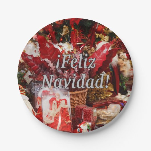 ¡Feliz Navidad! Frohe Weihnachten im spanischen WF Pappteller (Vorderseite)