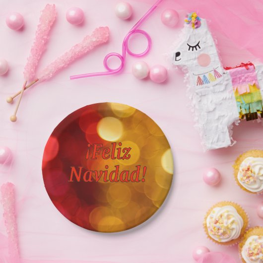 ¡Feliz Navidad! Frohe Weihnachten in Spanisch rf Pappteller (Party)