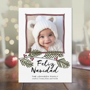 Feliz Navidad - Frohe Weihnachts-Foto mit Branchen Feiertagskarte