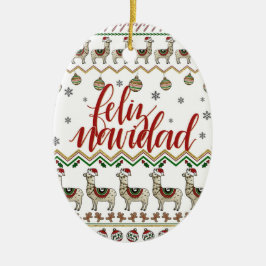 Feliz Navidad / Frohe Weihnachtsverzierung Keramik Ornament