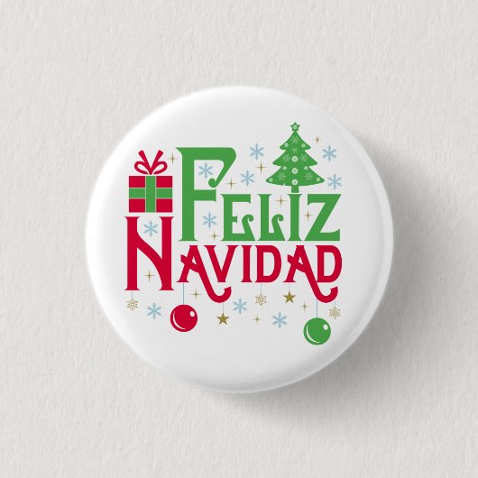 Feliz Navidad Frory Christmas Happy Weihnachten Button (Vorderseite)
