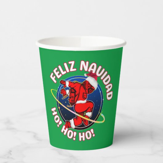 FELIZ NAVIDAD FUNNY SANTA ASTRONAUT PAPPBECHER (Links)