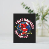 FELIZ NAVIDAD FUNNY SANTA ASTRONAUT POSTKARTE (Stehend Vorderseite)