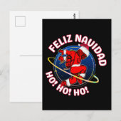 FELIZ NAVIDAD FUNNY SANTA ASTRONAUT POSTKARTE (Vorne/Hinten)