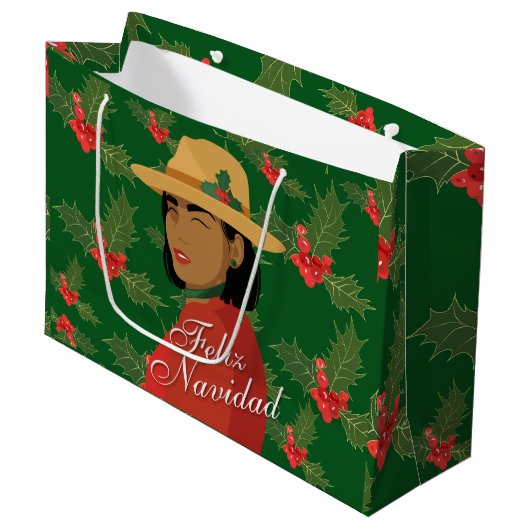 Feliz Navidad Geschenktasche Große Geschenktüte (Vorderseite Schrägansicht)