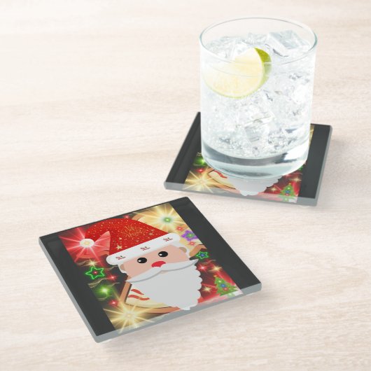 Feliz Navidad Glasuntersetzer (Schrägansicht)