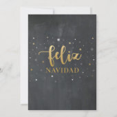 Feliz Navidad Gold & Black Chalk Weihnachts-Party Einladung (Rückseite)