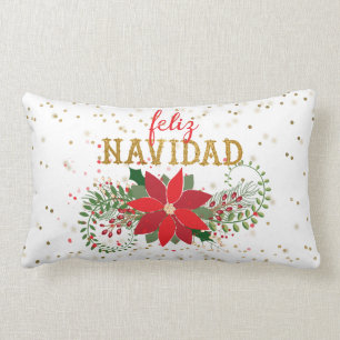 Feliz Navidad Gold Glitter Weihnachtsstern Lendenkissen