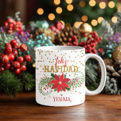 Feliz Navidad Gold Glitzer Poinsettia Zweifarbige Tasse
