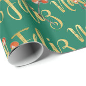 Feliz Navidad Gold schreiben Weihnachten Grüne Ber Geschenkpapier (Rolleneckpunkt)
