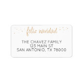 Feliz Navidad Gold Script Weihnachtsadresse Adressaufkleber (Vorne)