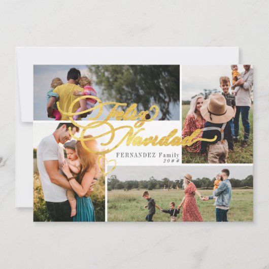 Feliz Navidad Gold Weihnachten Vier FotoCollage (Vorderseite)