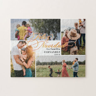 Feliz Navidad Gold Weihnachten Vier FotoCollage Puzzle