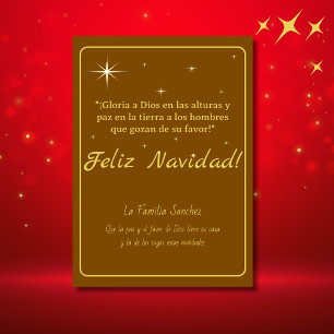 Feliz Navidad Golden & Brown Luke 2:14 Verse Feiertagskarte