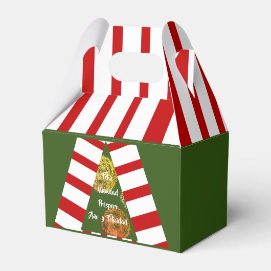 Feliz Navidad Golden Glitzern Weihnachtsbaum Geschenkschachtel (Vorderseite)