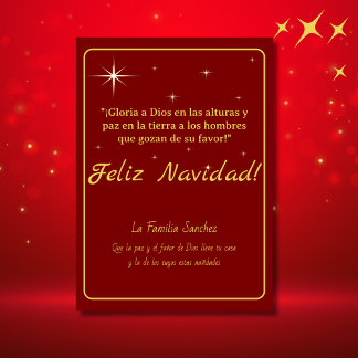 Feliz Navidad Golden & Red Luke 2:14 Verse Feiertagskarte